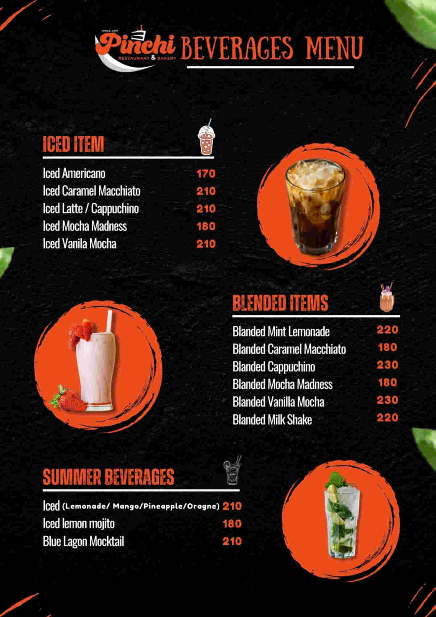 Menu design sample for restaurant